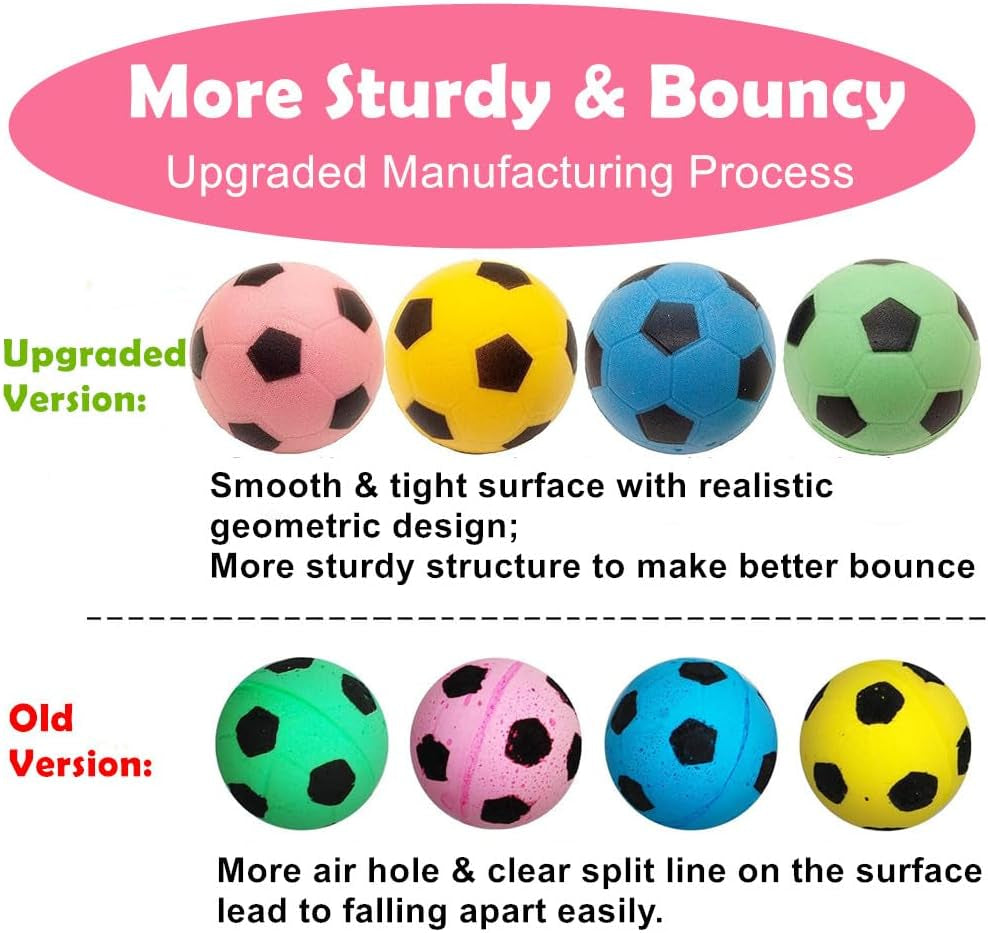 Foam Sponge Soccer Ball Cat Toy Interactive Cat Toys Independent Pet Kitten Cat Exrecise Toy Balls for Fat Cats Kittens, Soft, Bouncy and Noise Free, Pack of 24.