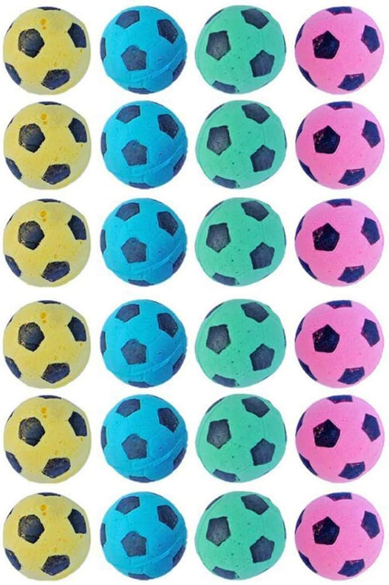 Foam Sponge Soccer Ball Cat Toy Interactive Cat Toys Independent Pet Kitten Cat Exrecise Toy Balls for Fat Cats Kittens, Soft, Bouncy and Noise Free, Pack of 24.